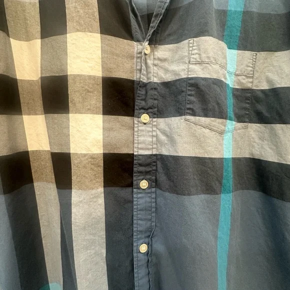 Burberry Blue and Black Plaid Button Down Shirt Size XXXL - Picture 6 of 7